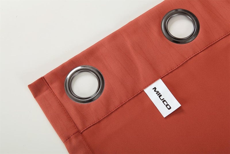 MIUCO Blackout Curtains Room Darkening Curtains Textured Grommet Panels for Living Room 2 Panels 52x63 Inch Long Rust - Image 5